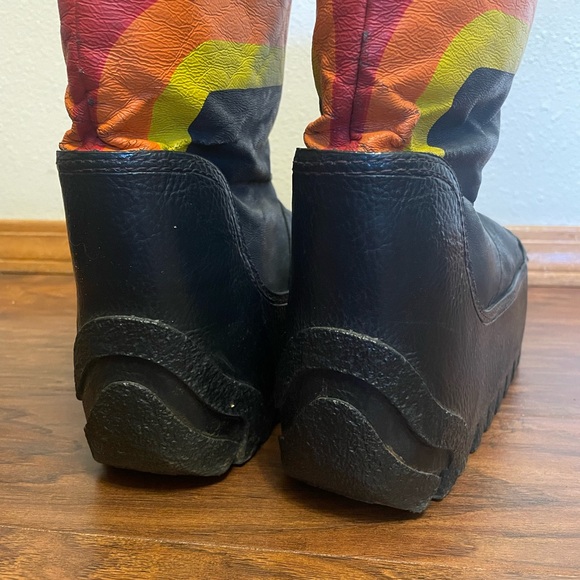 Vintage 80s Retro Rainbow Striped Moon Boots Snow Boots Women’s 11 - Picture 7 of 11